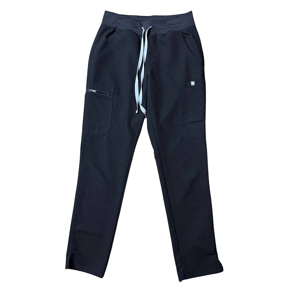 FIGS Technical Collection Black Scrub Pants Womens XS W22SW2023 Drawstring Cargo